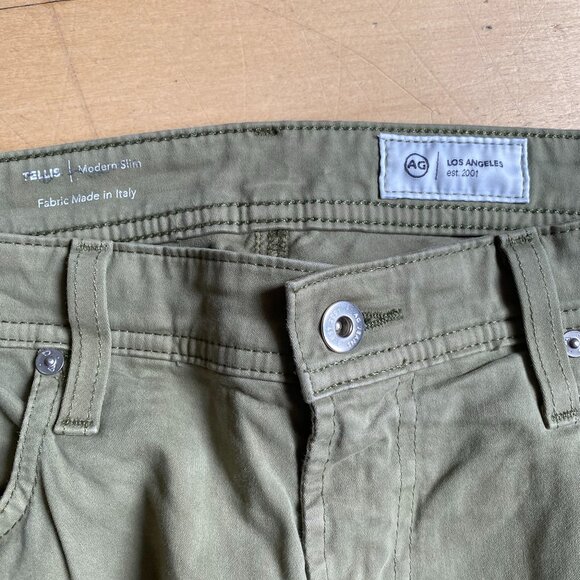 AG jeans mens olive green "telis" modern slim fitted sz 34 - Picture 3 of 6